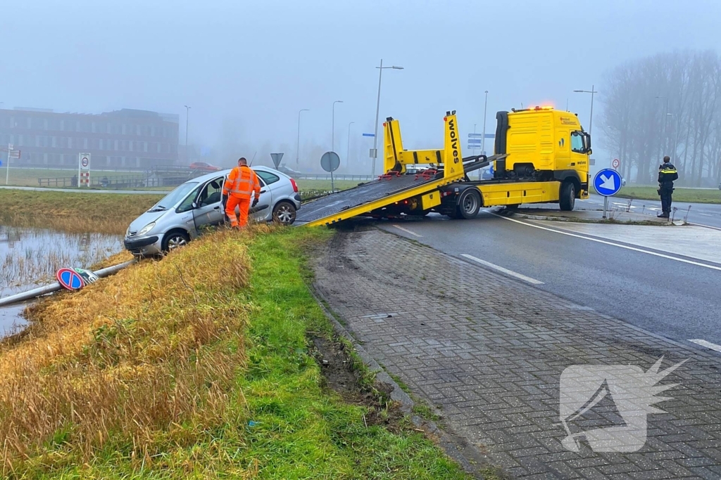 Auto raakt van de weg