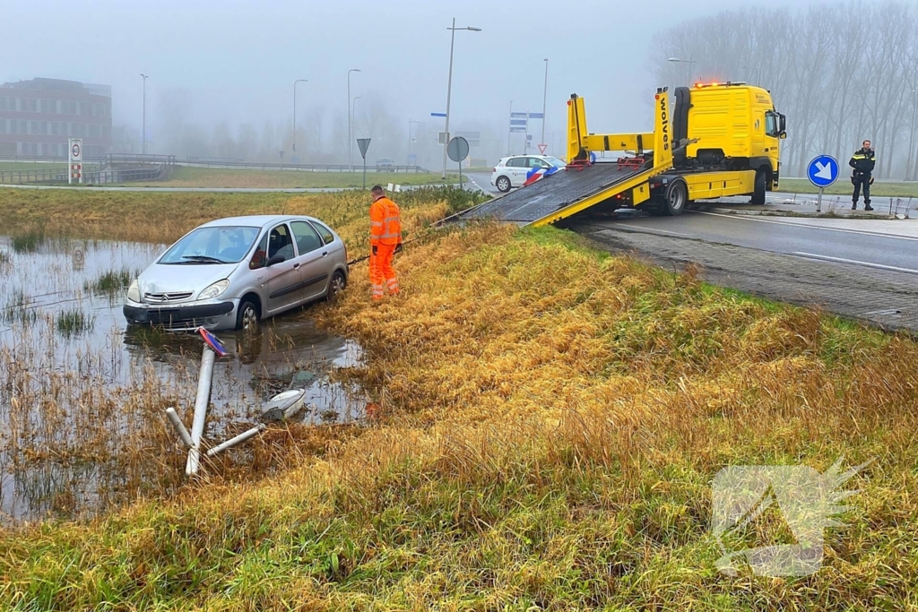 Auto raakt van de weg