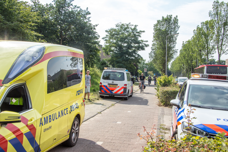 Kindje slaat over de kop tijdens het fietsen