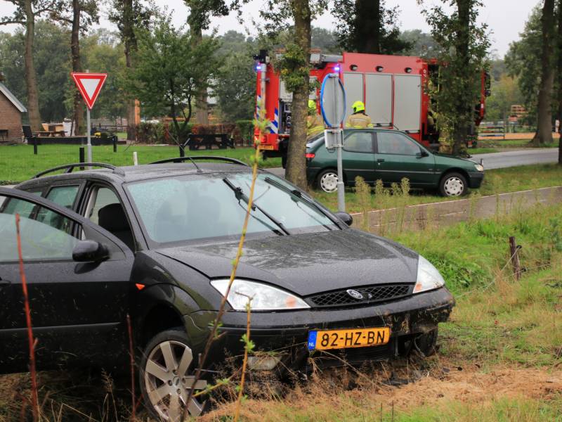 Auto vliegt uit de bocht, bestuurder raakt gewond