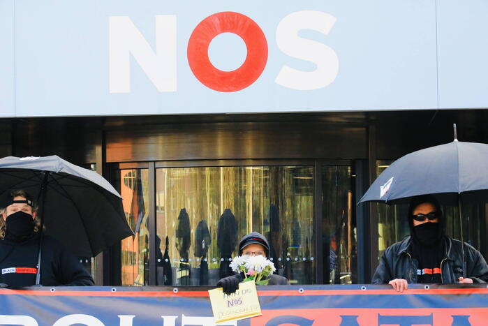 Demonstratie bij Mediapark in Hilversum