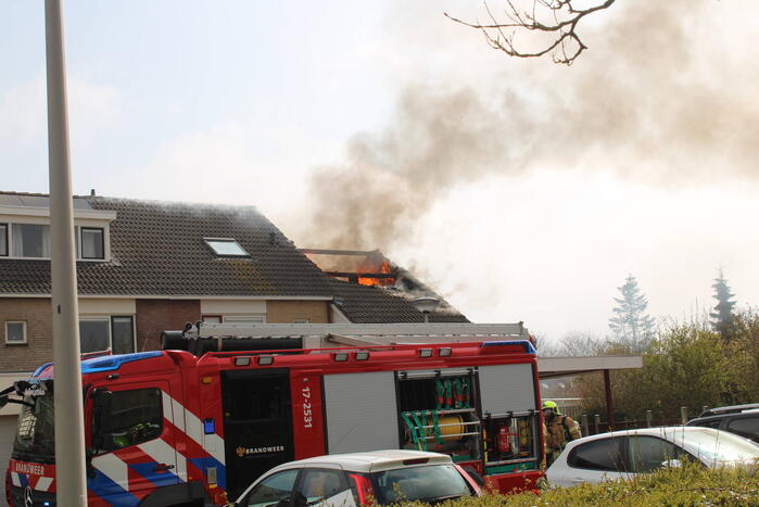 Uitslaande dakbrand bij woning