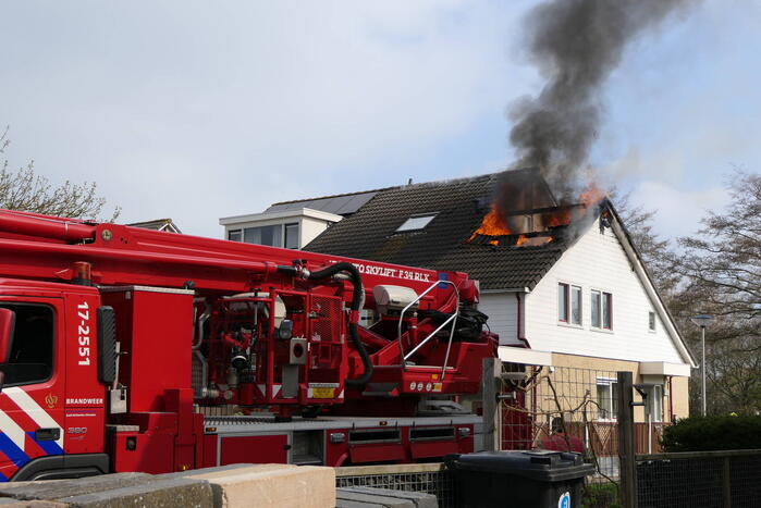 Uitslaande dakbrand bij woning