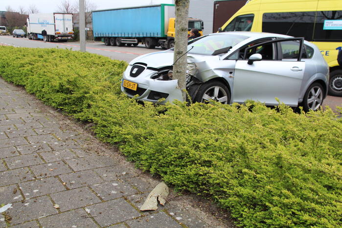 Automobilist raakt van de weg en botst op boom