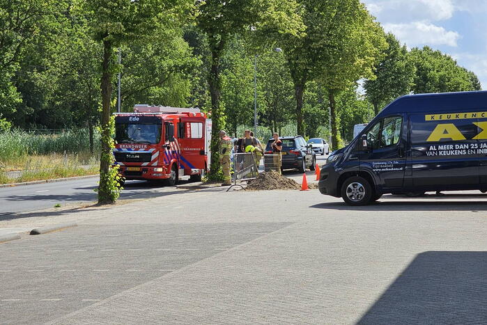 Gasleiding geraakt bij graafwerkzaamheden