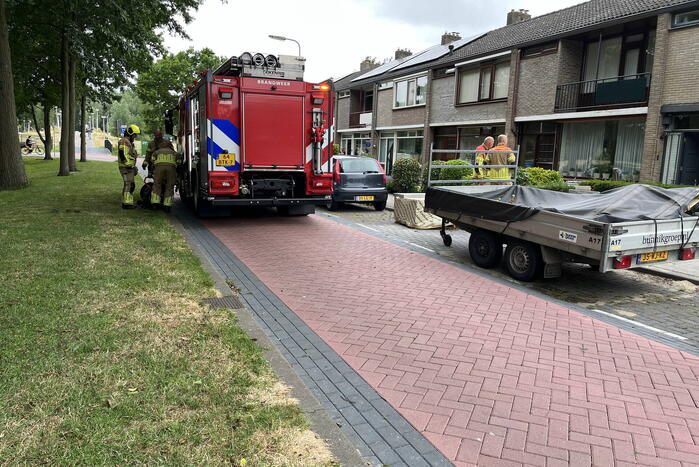 Gasleiding geraakt bij werkzaamheden in tuin