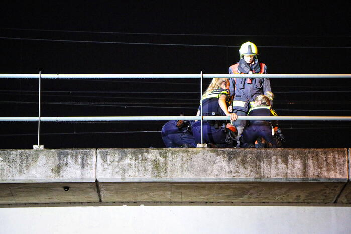 Hulpdiensten halen persoon van viaduct af, geen treinverkeer