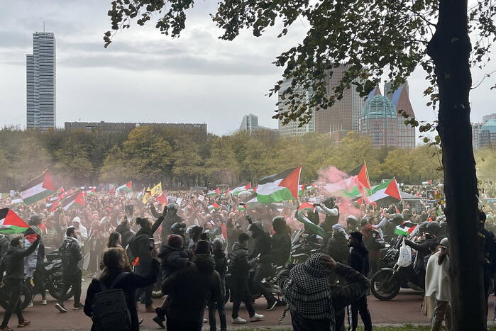 Grote opkomst pro-palestina demonstratie op het Malieveld