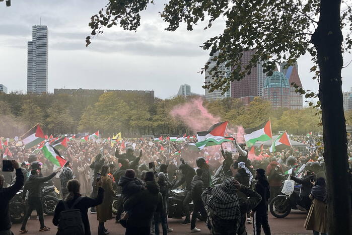 Grote opkomst pro-palestina demonstratie op het Malieveld