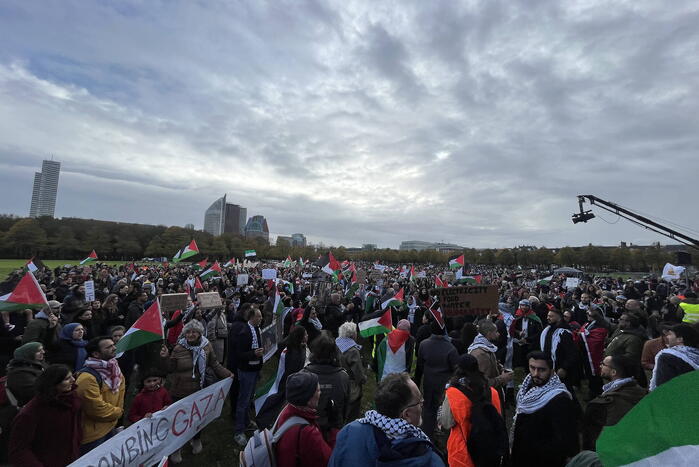 Grote opkomst pro-palestina demonstratie op het Malieveld