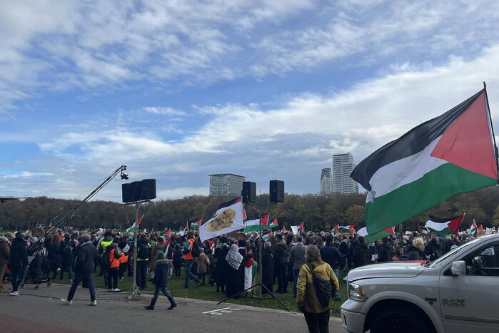 Grote opkomst pro-palestina demonstratie op het Malieveld