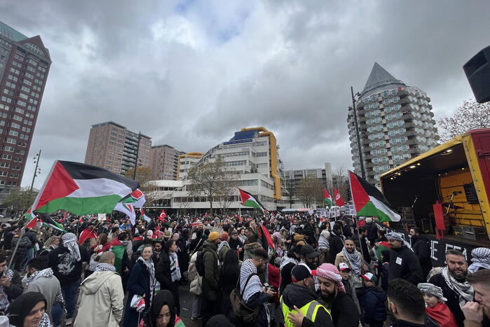 Grote opkomst pro Palestina demonstratie