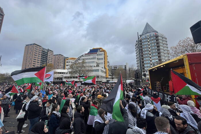 Grote opkomst pro Palestina demonstratie