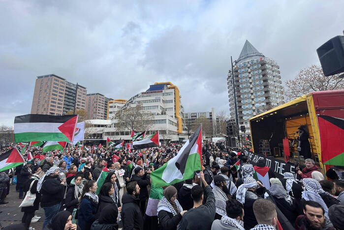 Grote opkomst pro Palestina demonstratie