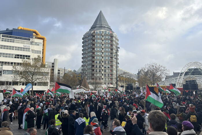 Grote opkomst pro Palestina demonstratie