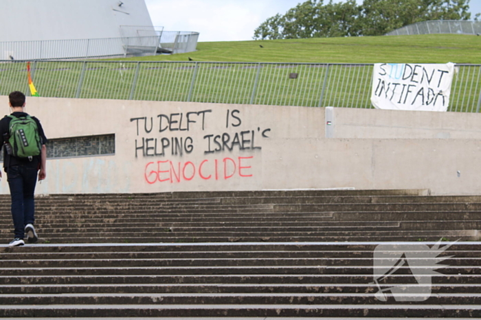 Demonstratie Pro Palestina bij technische universiteit