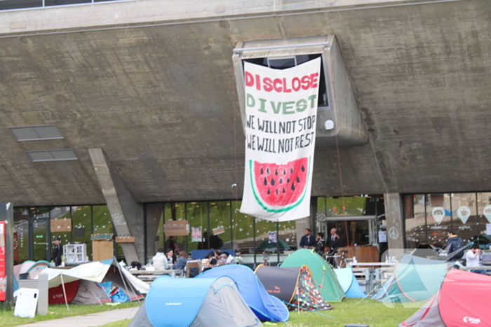 Demonstratie Pro Palestina bij technische universiteit