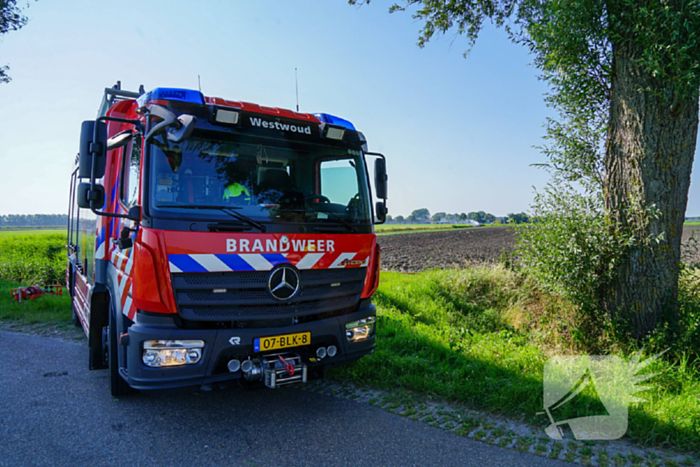 Grote rookwolken door brand in tractor