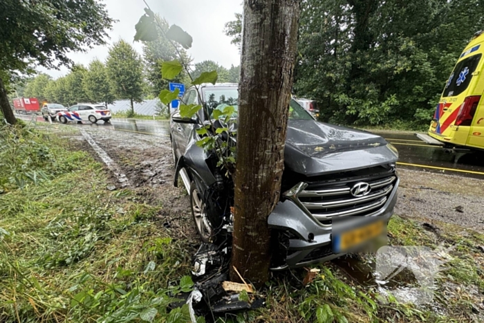 Automobilist eindigt tegen boom