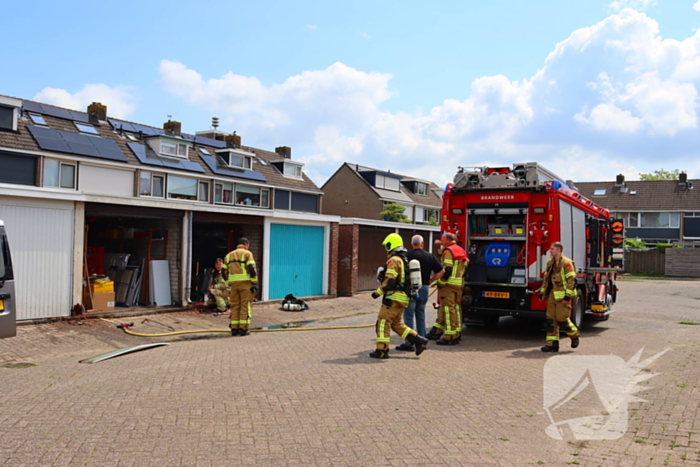 Brand in garage door laswerkzaamheden