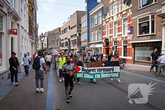 Grote groep mensen aanwezig bij pro-Palestina demonstratie