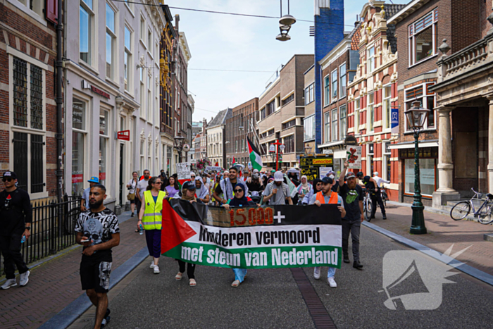 Grote groep mensen aanwezig bij pro-Palestina demonstratie