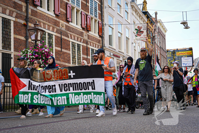 Grote groep mensen aanwezig bij pro-Palestina demonstratie