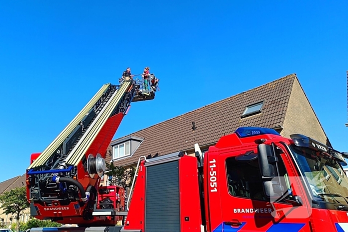 Brandweer haalt kat van dak