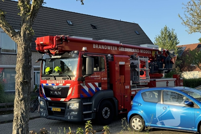 Brandweer haalt kat van dak met hoogwerker