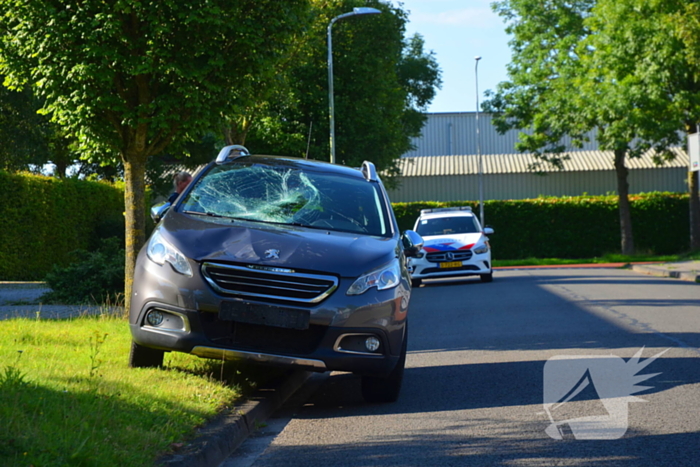 Fietser knalt op voorruit auto