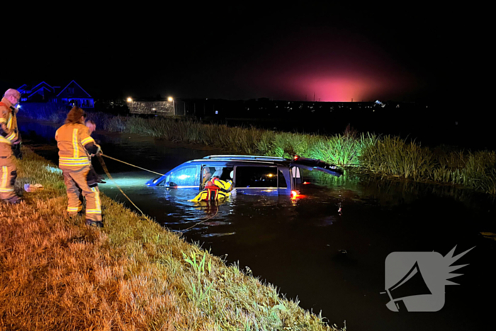 Voertuig met bestuurder en hond raken te water