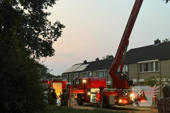 Brandweer verwijdert gevaarlijk hangende tak uit boom