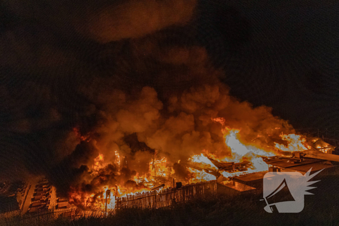 Strandtent Hippie Fish volledig in brand