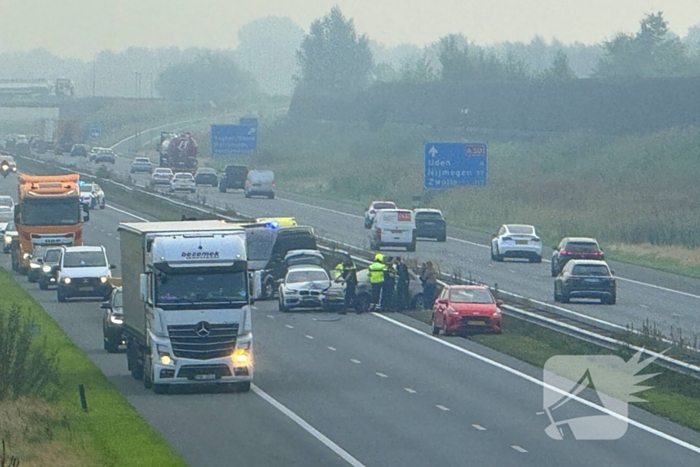 Veel schade bij kettingbotsing