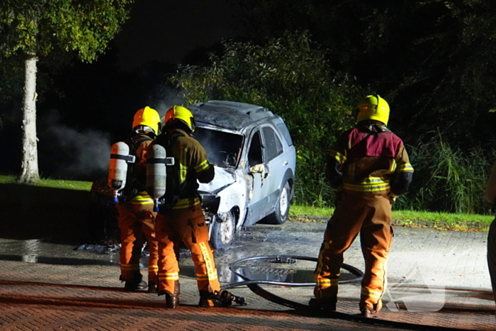 Brandweer blust brand in geparkeerde auto, politie stelt sporen veilig