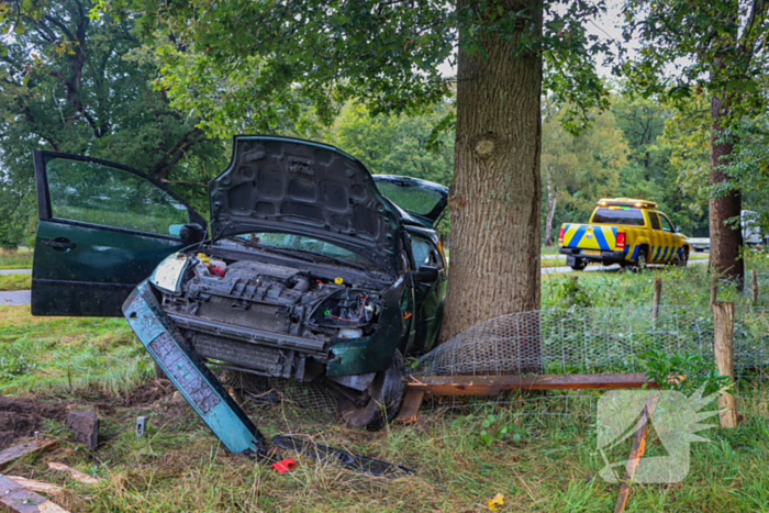 Bestuurder zwaargewond bij botsing tegen boom