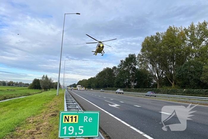 Traumahelikopter landt op provinciale weg wegens ongeval