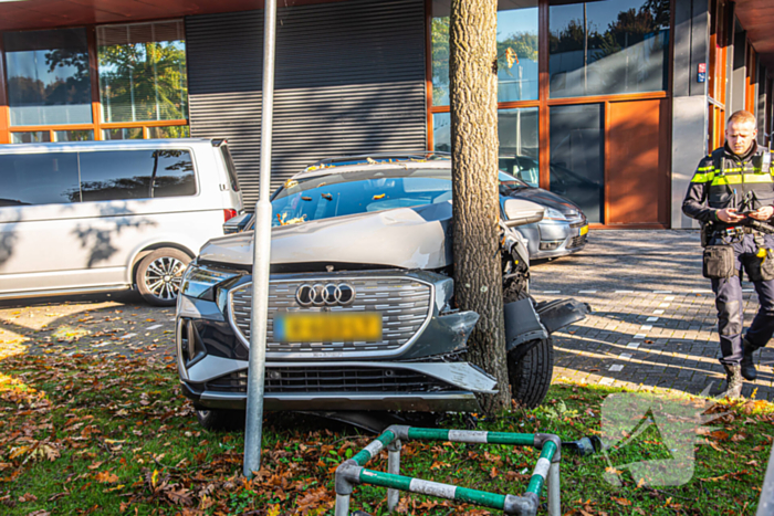 Auto botst tijdens keren op boom