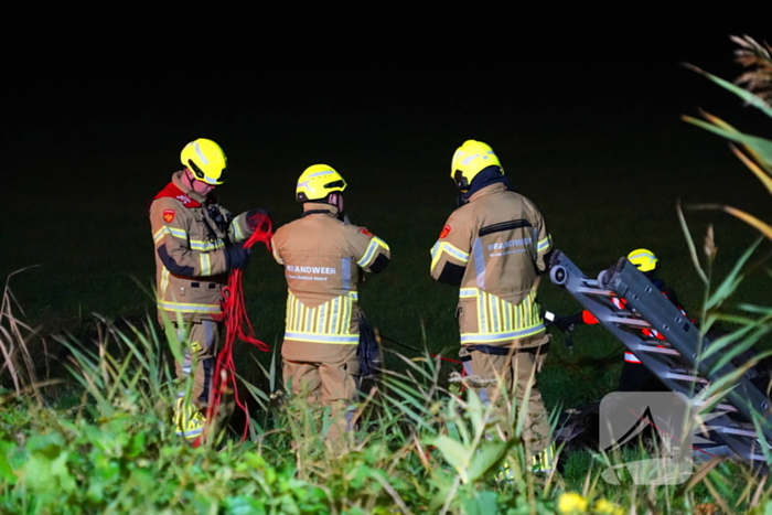 Auto belandt op de kop in sloot, bestuurder spoorloos