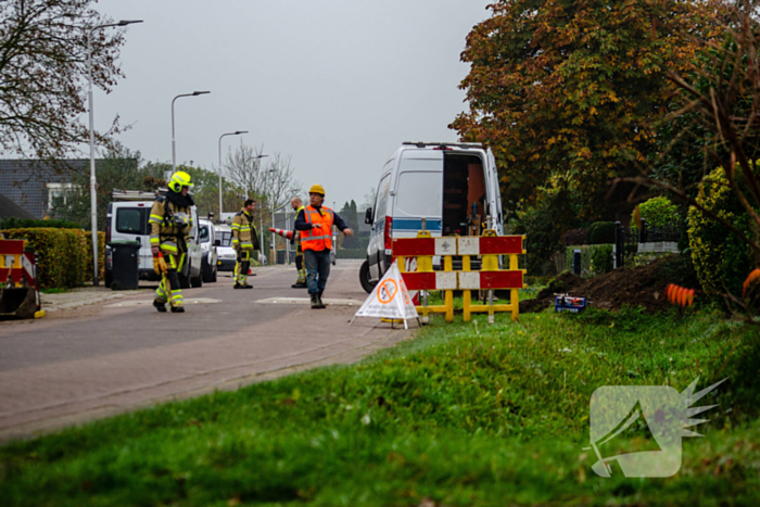 Gasleiding geraakt bij graafwerkzaamheden