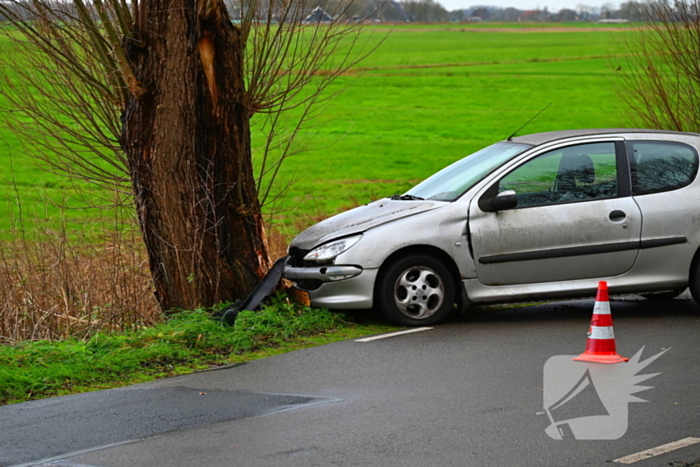 Personenauto botst tegen boom