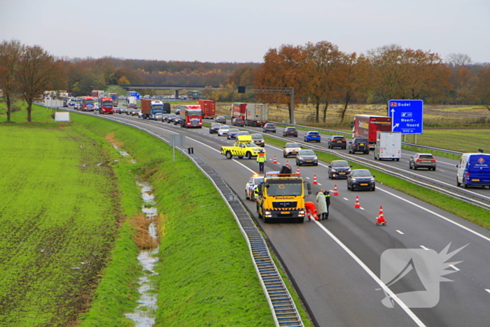 Rijstrook afgesloten door ongeval