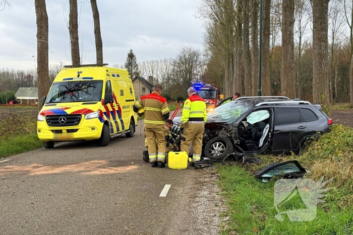 Bestuurder gewond bij botsing tegen boom