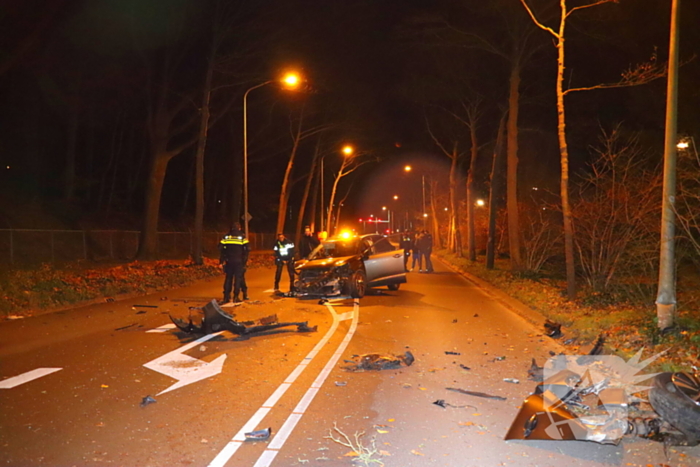 Auto total-loss na botsing met boom