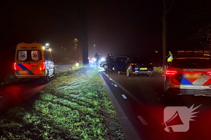 Auto botst tegen lantaarnpaal en belandt tegen boom