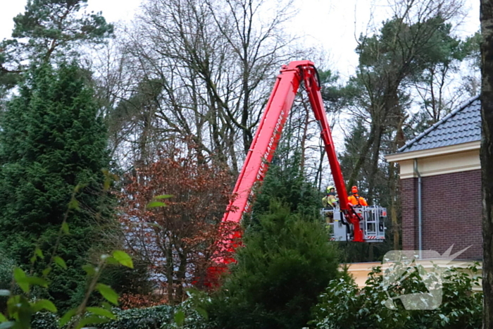 Boom dreigt op woning te vallen