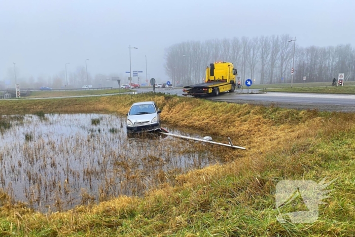 Auto raakt van de weg